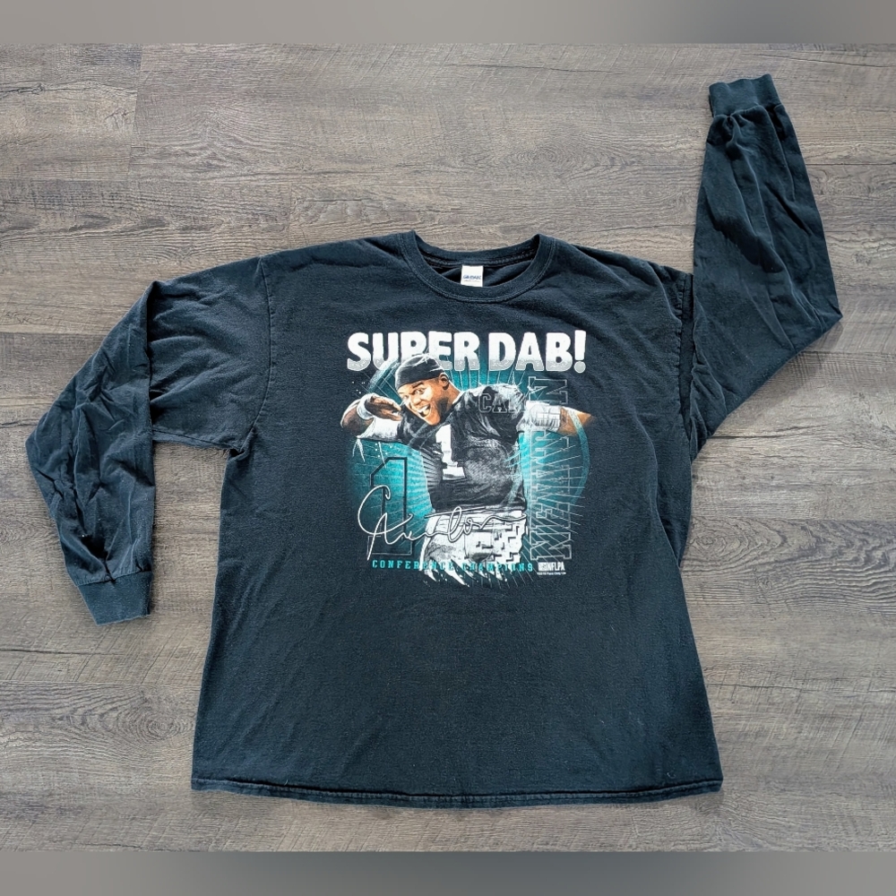 Carolina Panthers 2015 NFC Champs Cam Newton Super Dab Mens XL Black Long Sleeve
